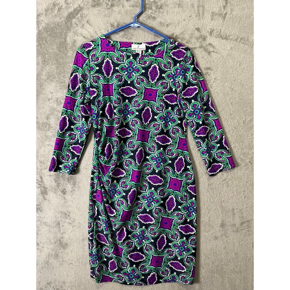 Jude Connally Geometric Shift Dress Multicolor 3/4 Sleeve Classic Jude Cloth S
